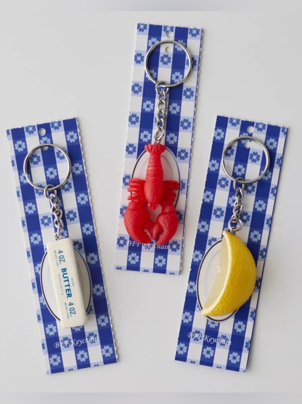 NWT URBAN OUTFITTERS BFF KEYCHAINS! SO CUTE! LOBSTER, LEMON, & BUTTER! - Picture 2 of 6